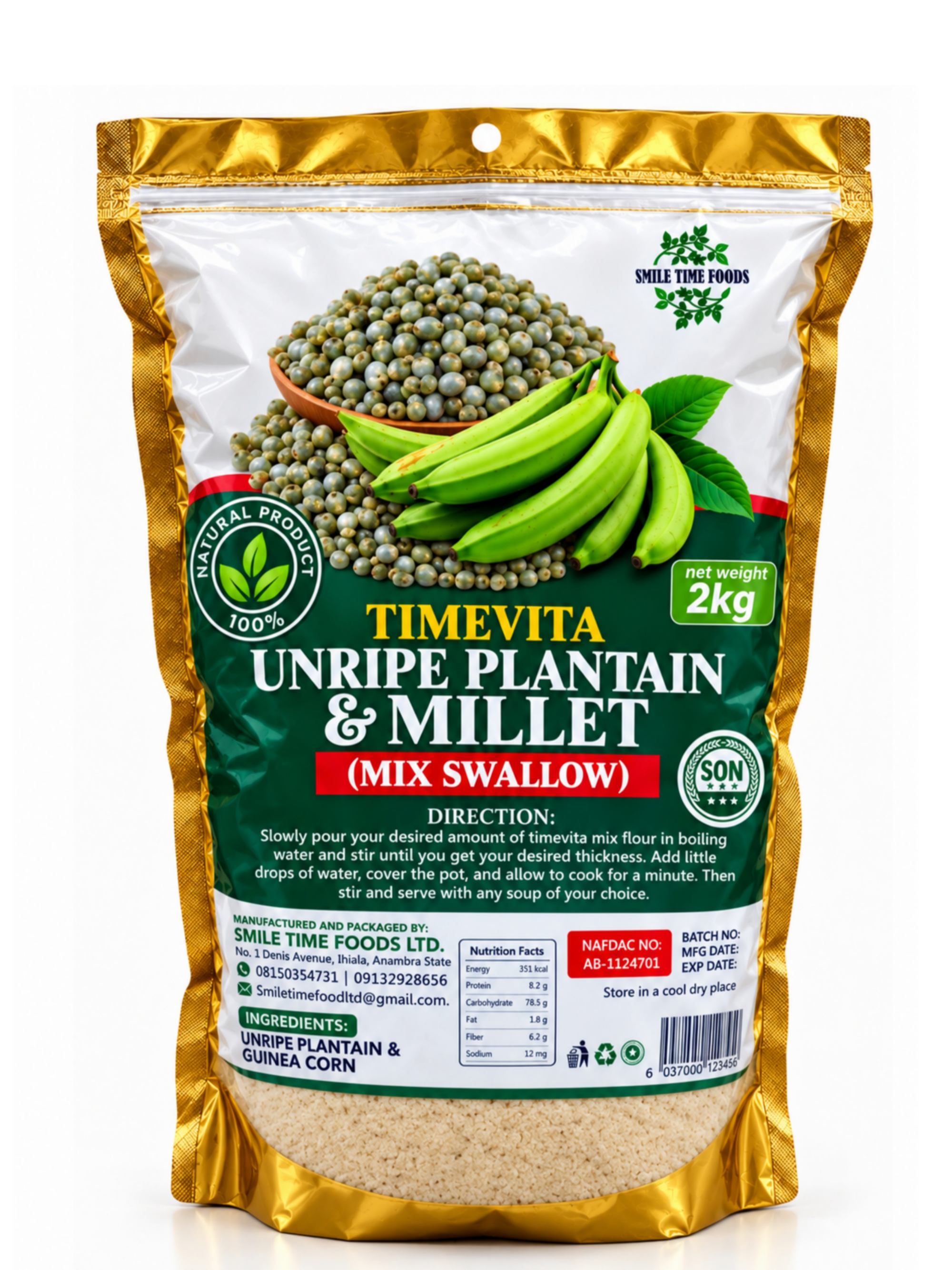Timevita Unripe Plantain Millet Mix 2kg